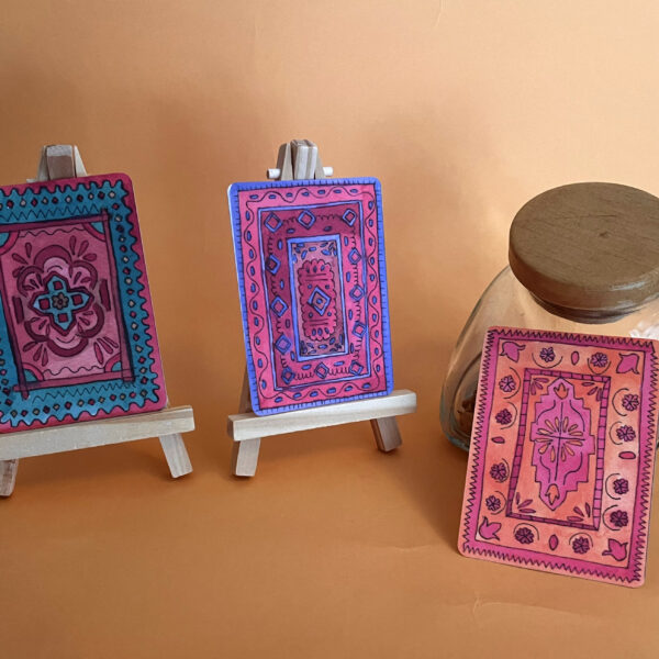 Photo des trois motifs de tapis