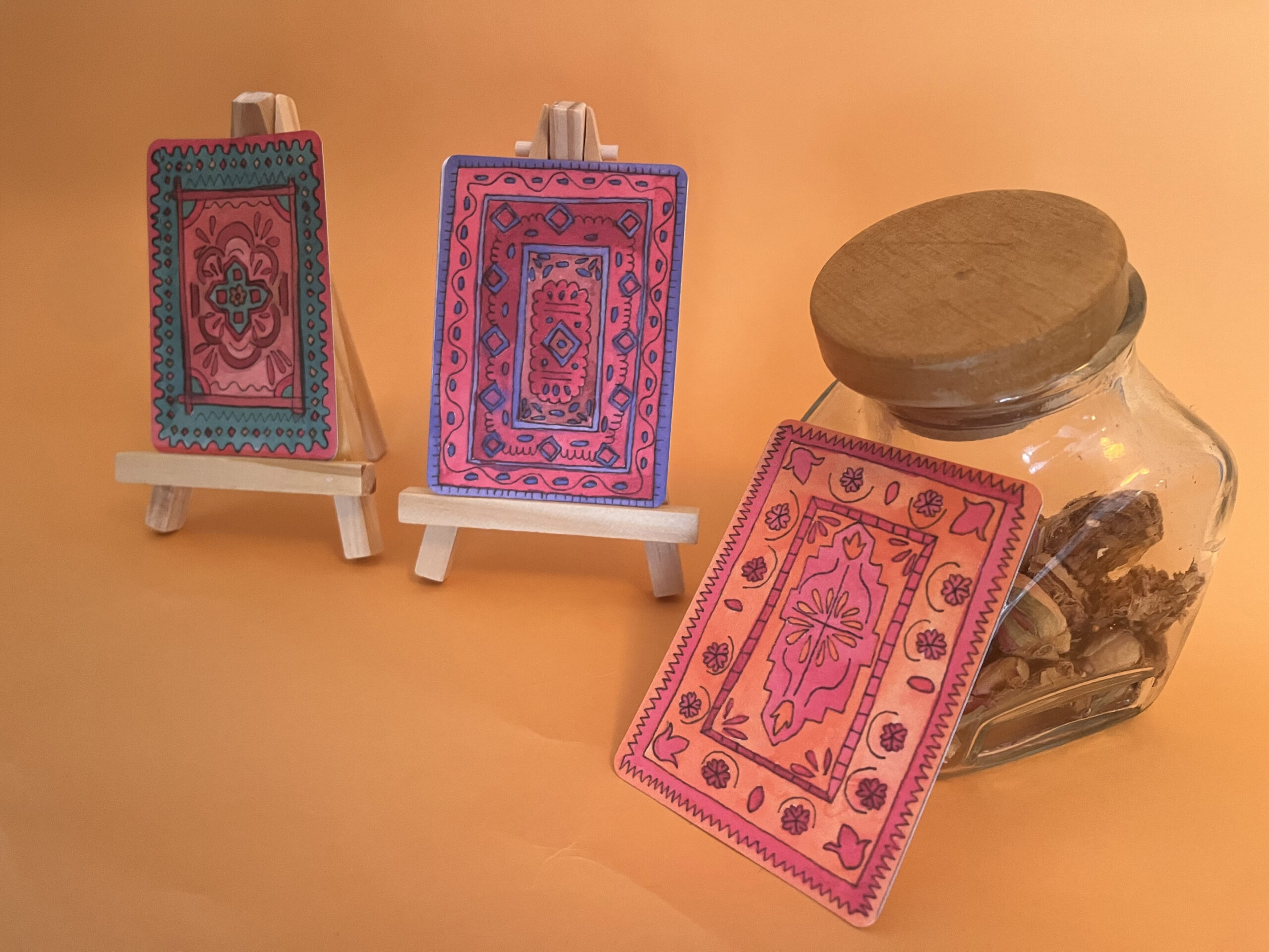 Photo des trois motifs de tapis