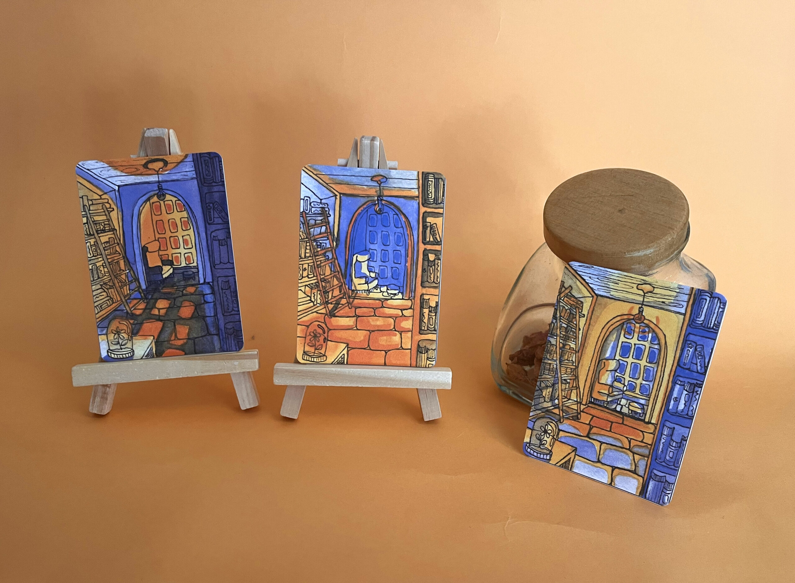 Photo des trois cartes mini format.