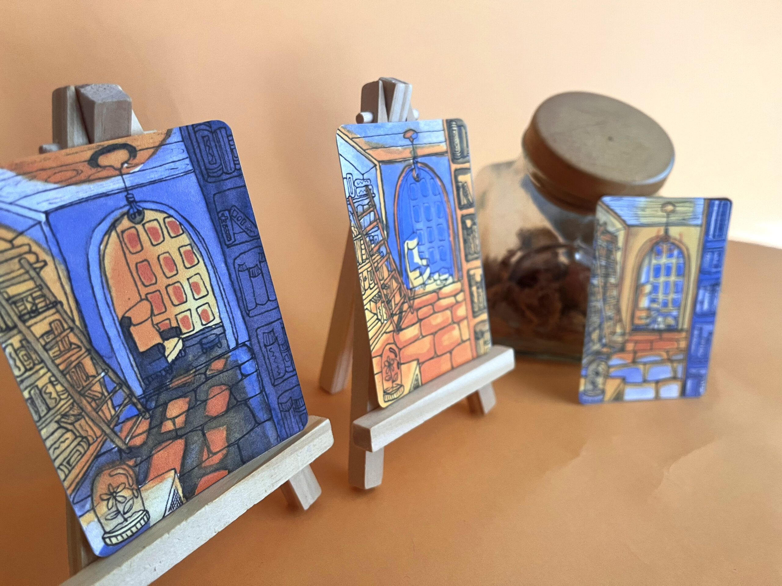 Photo des trois cartes mini format.