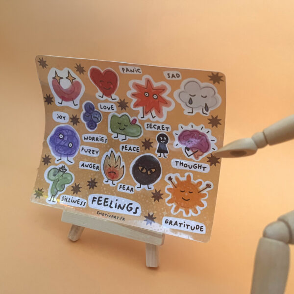 Photographie de la planche de stickers sur les émotions