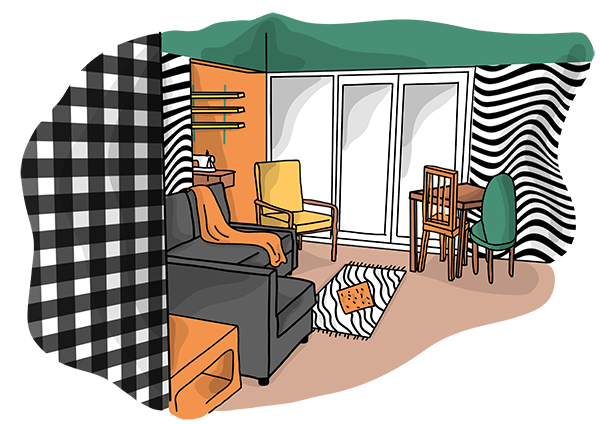 exemple de croquis d'un salon texturé